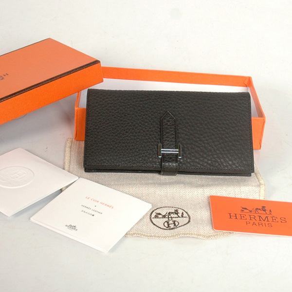 8022 Hermes 2 snodata portafoglio in pelle originale in nero